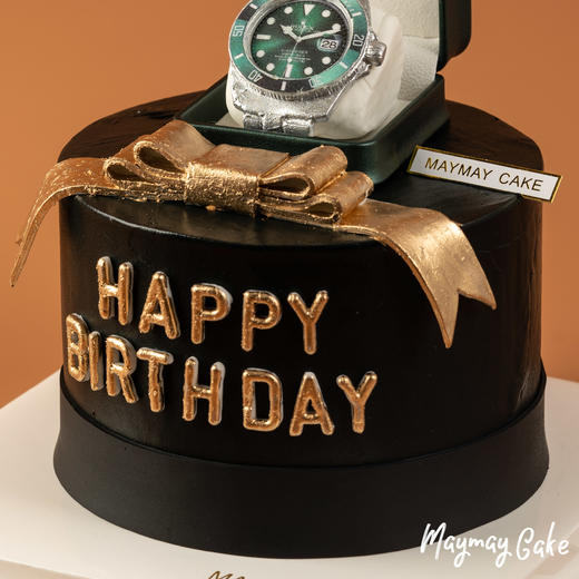 3749“Rolex劳力士绿水鬼·黑金翻糖蛋糕”（送男士  男朋友  男神  上司  老公  爸爸） 商品图2