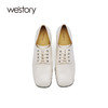 westory2021秋季新品方头粗跟高跟鞋英伦风系带小皮鞋W21CM71661 商品缩略图3