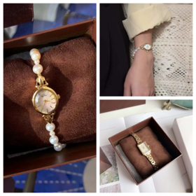 价值3500+ 原厂正dan ！小众高端款！‬agete珍珠表/方形bu纹‮腕理‬表 上手高贵典雅 简约文艺 复古又精致 有逼格 客供进口日本‮芯机‬ 手快有手慢无！