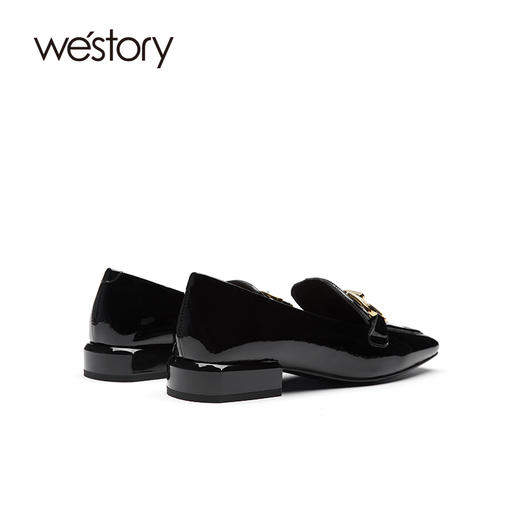 westory2021秋季新款漆皮单鞋百搭低跟方头乐福鞋皮鞋W21CM71621 商品图2