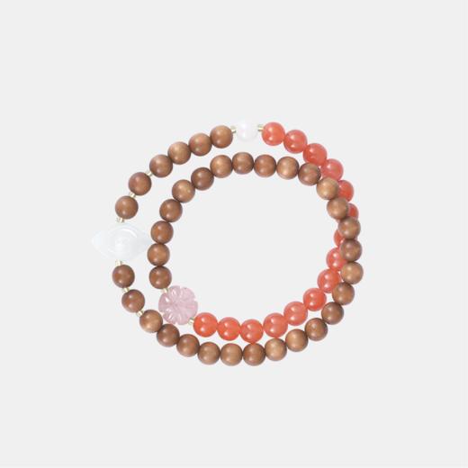 醍醐 相生 6mm老山檀南红白玉祥云双圈手串 商品图5