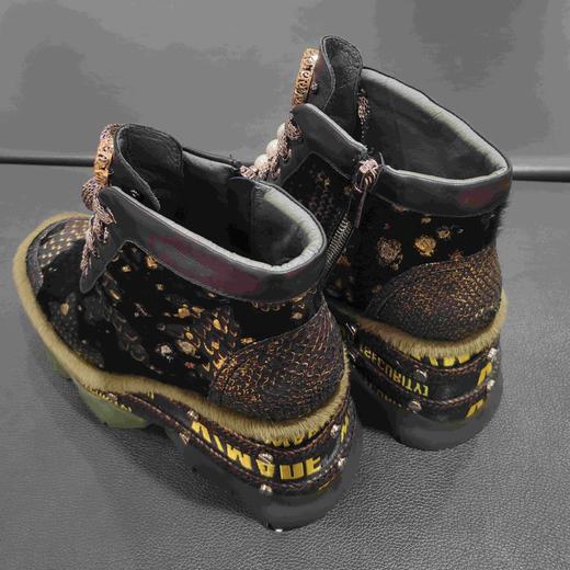 lFGJ 6422鱼皮马毛拼接设计师款坡跟女鞋 商品图1