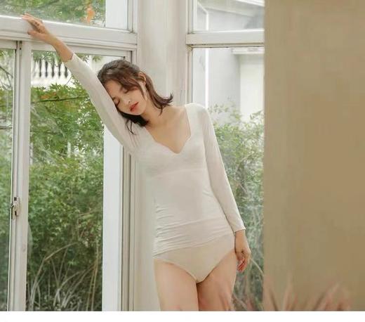 德绒无痕保暖内衣上衣薄款发热带胸垫冬季低领打底衫女士秋衣紧身 商品图2