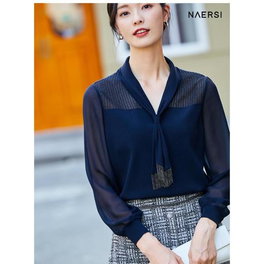 2楼NAERSI飘带领针织衫 商品图0
