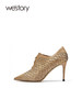 westory2021秋季新品细跟高跟鞋系带踝靴格纹单鞋尖头W21CM71641 商品缩略图2