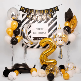 黑金主题生日布置