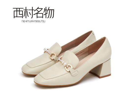 西村名物2021秋季款深口低跟小皮鞋英伦乐福X21AM13261 商品图1
