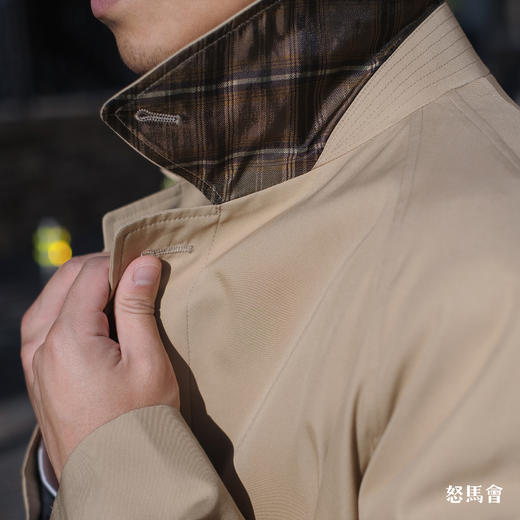 插肩袖款日本防渗雨嘎巴甸卡其色意式风衣 商品图7