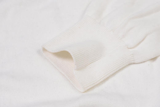 米白棉质 胸前刺绣 圆领毛衣/针织衫 T-1093 商品图7