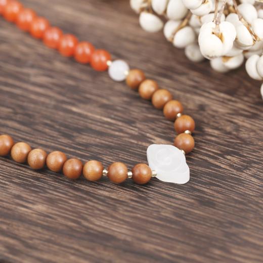 醍醐 相生 6mm老山檀南红白玉祥云双圈手串 商品图4