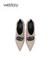 westory2021秋季新款百搭复古英伦风单鞋绑带尖头细跟W21CM71631 商品缩略图3