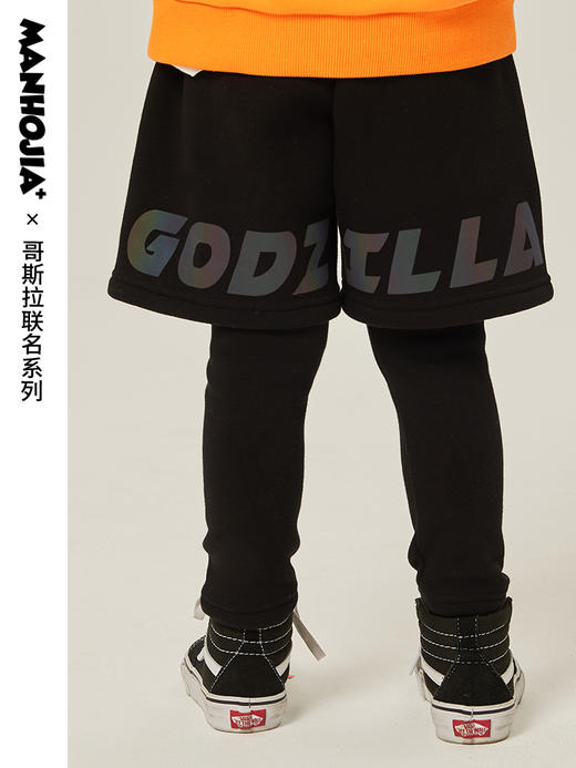 【内购】漫画家童装裤子冬季新品不倒绒镭射印花假两件针织长裤 商品图2