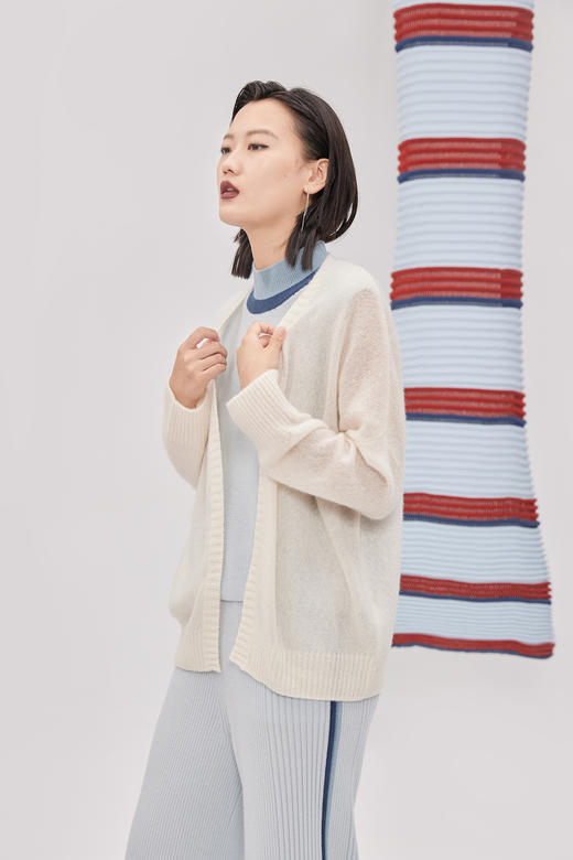 V领宽松女开衫 SJF92W508B 商品图0