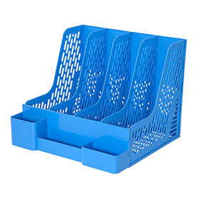 齐心多功能资料架B2034蓝色四格