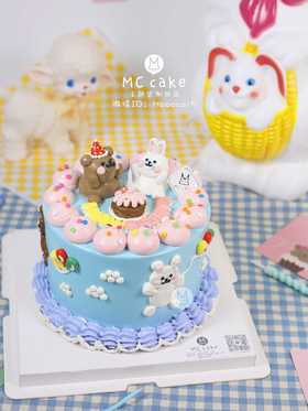 手绘复古小熊&兔子