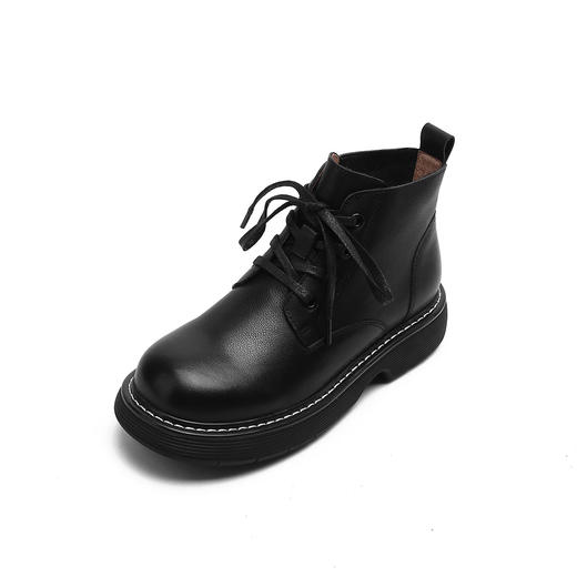 西村名物2021年秋冬新款马丁靴女英伦风百搭短靴厚底绑带女马丁靴T21DS43541 商品图1