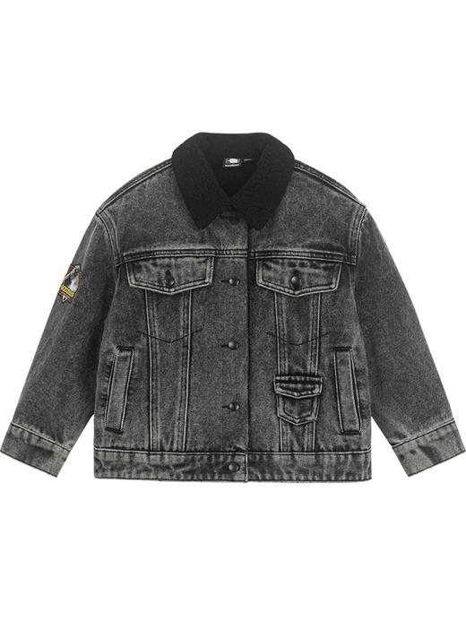 马拉丁潮牌漫画家儿童外套冬季新品复古街头炒雪花绒毛领牛仔夹克 商品图4