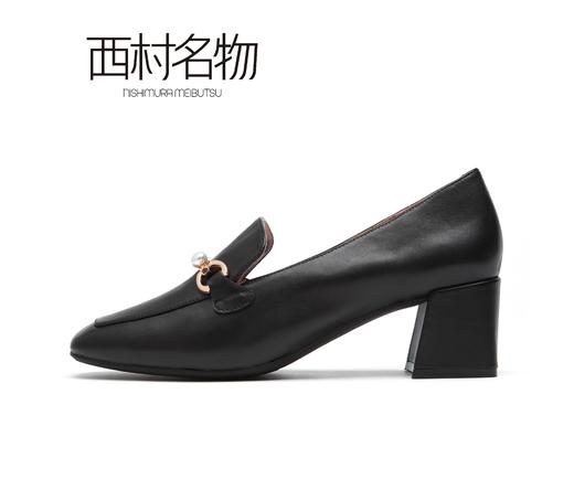 西村名物2021秋季款深口低跟小皮鞋英伦乐福X21AM13261 商品图3