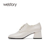 westory2021秋季新品方头粗跟高跟鞋英伦风系带小皮鞋W21CM71661 商品缩略图1