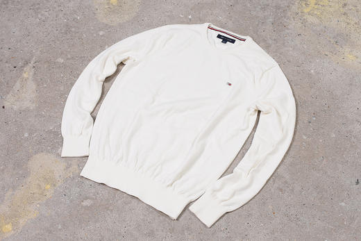 米白棉质 胸前刺绣 圆领毛衣/针织衫 T-1093 商品图2