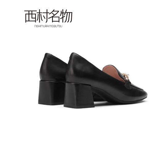 西村名物2021秋季款深口低跟小皮鞋英伦乐福X21AM13261 商品图4