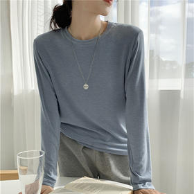 云朵衣2021秋季新款圆领百搭内搭薄款长袖针织打底衫女弹力T恤
