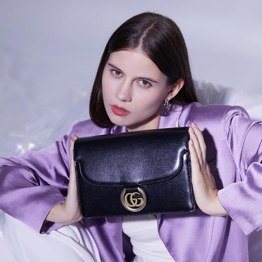 GUCCI 古驰 Gucci女包 新品 女士双G搭扣翻盖小号单肩斜跨包 589474 1DB0G 商品图7