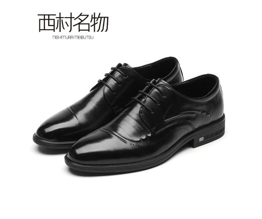 西村名物2021秋季款男士皮鞋牛皮革休闲商务通勤正装德比鞋X11CV33511 商品图1