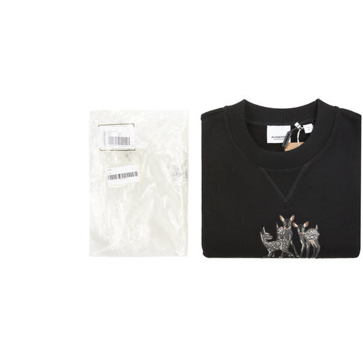 BURBERRY 巴宝莉 女士棉质小鹿刺绣圆领套头宽松运动衫卫衣 8042883 商品图2