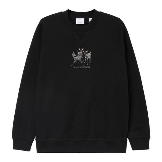 BURBERRY 巴宝莉 女士棉质小鹿刺绣圆领套头宽松运动衫卫衣 8042883 商品图0