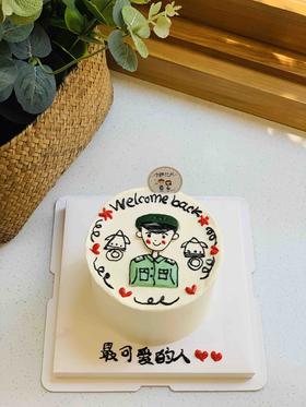 四寸建军节手绘军人奶油蛋糕 下单前请仔细阅读商品详情