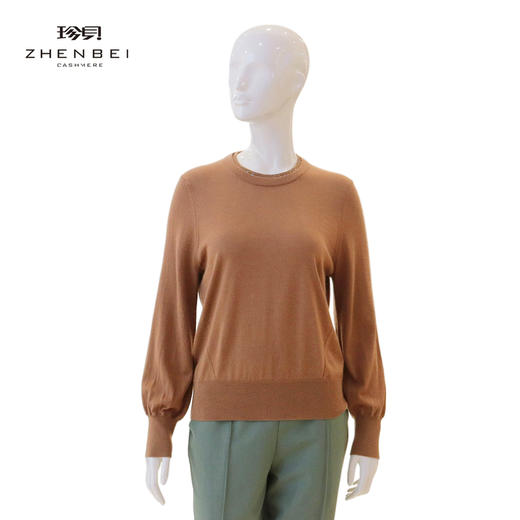 珍贝丝绒圆领烫饰女衫66783 商品图0