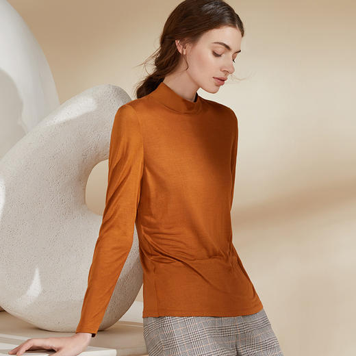 金三塔110g 100%桑蚕丝女绢丝半高领打底衫1NZF7C729 商品图1