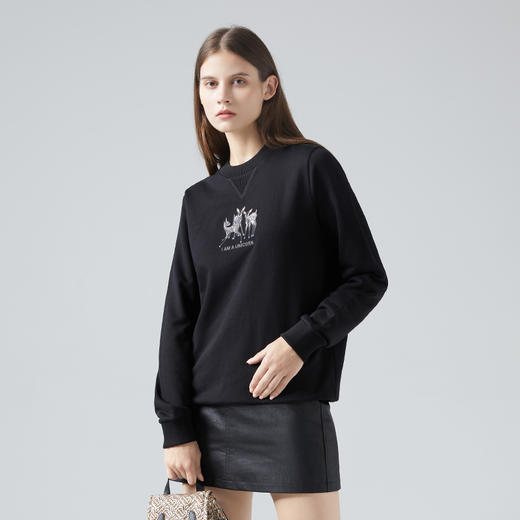 BURBERRY 巴宝莉 女士棉质小鹿刺绣圆领套头宽松运动衫卫衣 8042883 商品图5