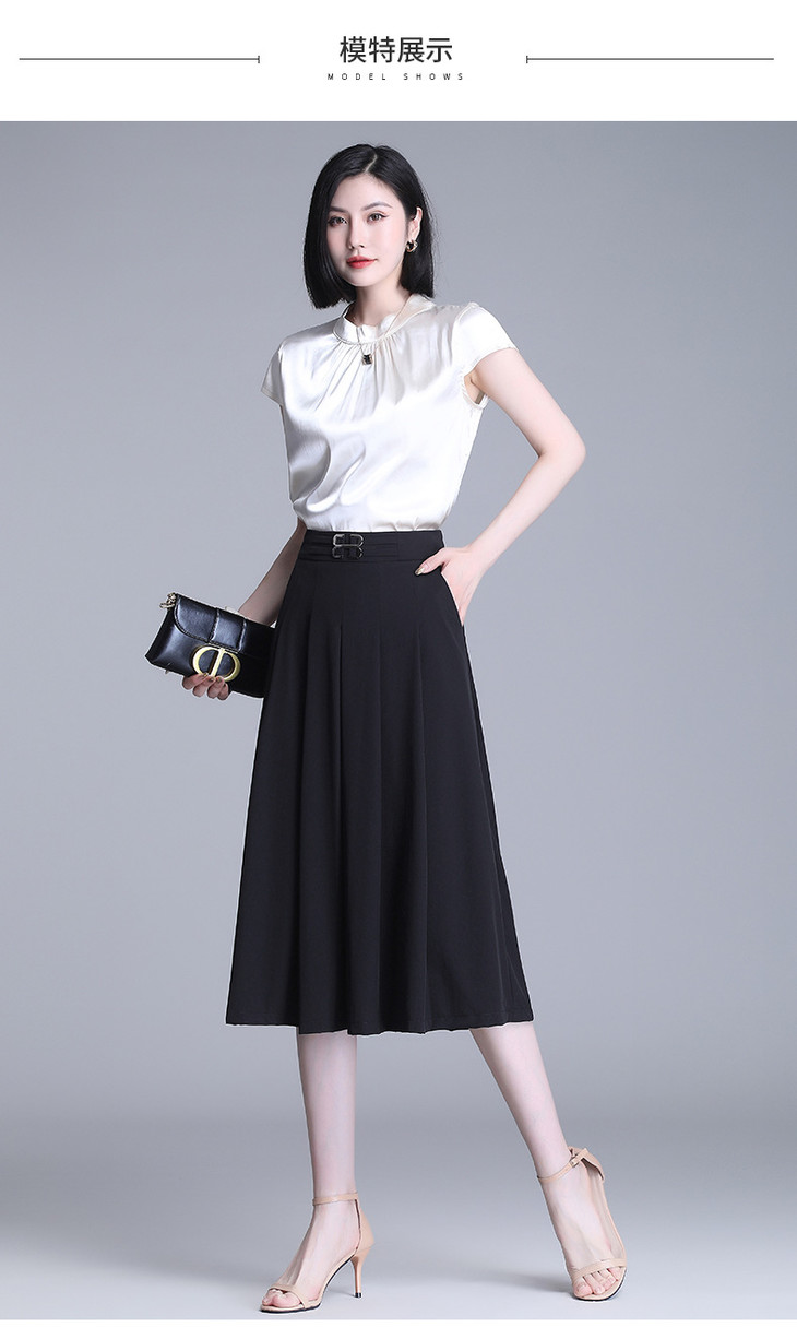 半身裙冰丝面膜裙女夏季轻薄黑色中长裙