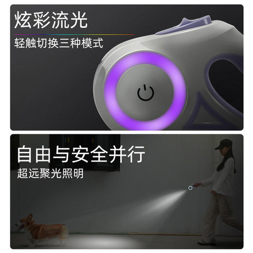 【狗狗牵引绳】发光牵引绳中小型犬带灯自动伸缩遛狗绳狗链泰迪外出宠物用品 商品图2