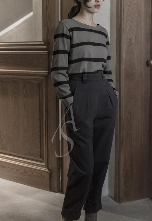 MHL  陶土色/洋灰色条纹长袖T恤 商品图0