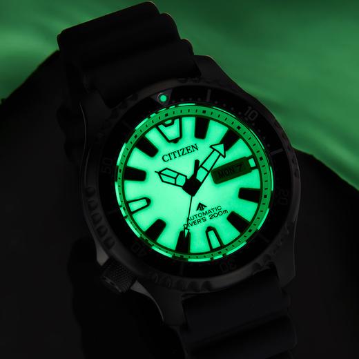 西铁城日本官方正品不锈钢覆BIP河豚二代PU橡胶表带200米潜水星期日历机械表NY0138-14XB 商品图6