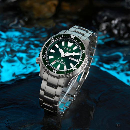 西铁城日本官方正品不锈钢蓝宝石玻璃200米潜水星期日历机械表NY0131-81XB 商品图5