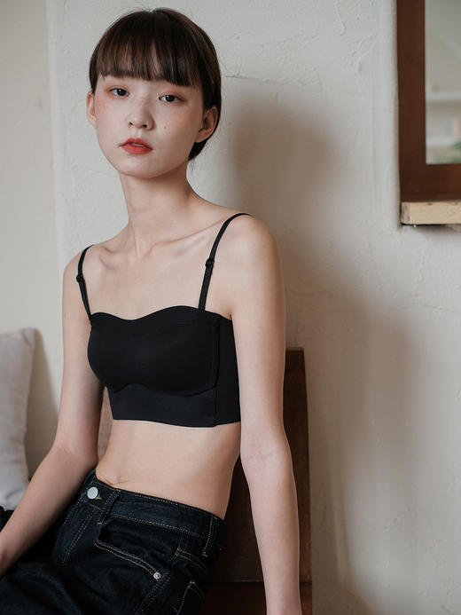 黛唯梵内衣女薄款大胸显小抹胸防走光无肩带美背聚拢收副乳无钢圈文胸夏 商品图1