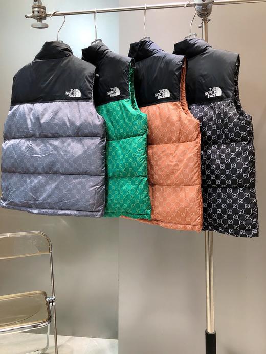 北面the north face gucci联名撞色满标刺绣复古立领男女款羽绒马甲两