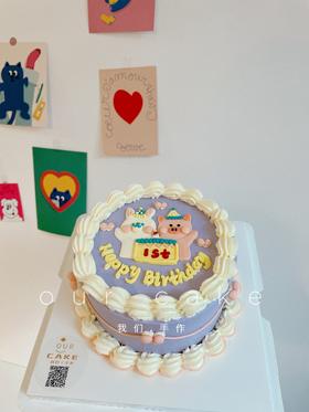 多款式~小猪小兔子/小狗小猪复古蛋糕-低糖处理无添加