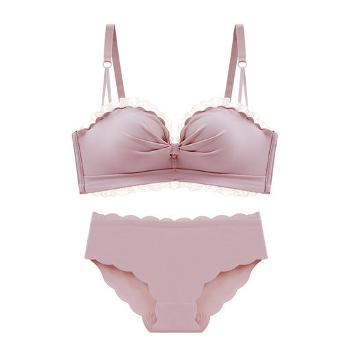黛唯梵少女内衣小胸聚拢日系bra文胸罩内裤一套装无肩带无钢圈上托薄款 商品图4