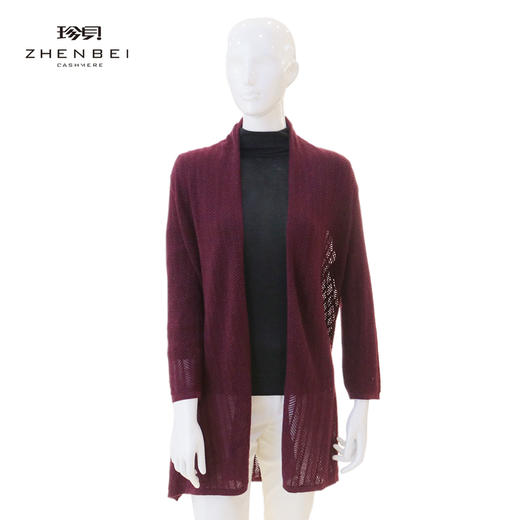 珍贝丝绒银丝提花加长女开衫66380 商品图0