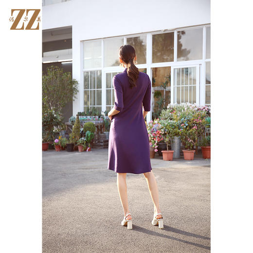 佐尔美2021年秋季新款 绵羊毛知性气质修身中袖连衣裙E13LL03 商品图4