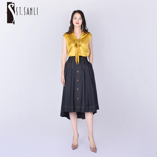 圣三利女装春秋季高腰不规则半身裙，女裙SL121B10 商品图0