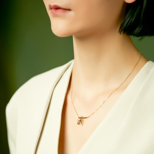 醍醐 种子字松石项链 925银镀金 天然原矿松石 商品图2