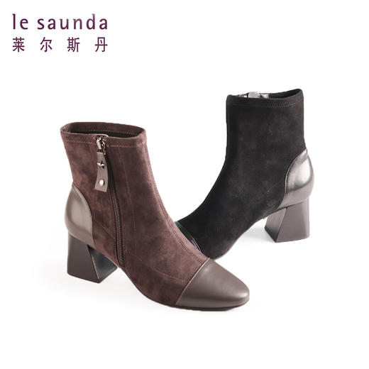 莱尔斯丹英伦风瘦瘦粗跟短靴1T68806 商品图1