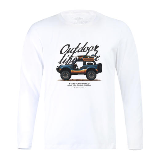 NMT-1668秋冬新款2021越野车个性图案休闲长袖弹力棉T恤 商品图0