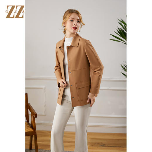 佐尔美2021秋季新款宽松方领气质短款风衣E13FD02 商品图2